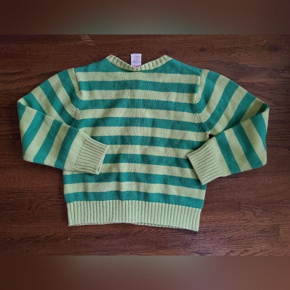 Vtg GYMBOREE Girls 6 green striped cardigan veggies carrot radish - Picture 6 of 6